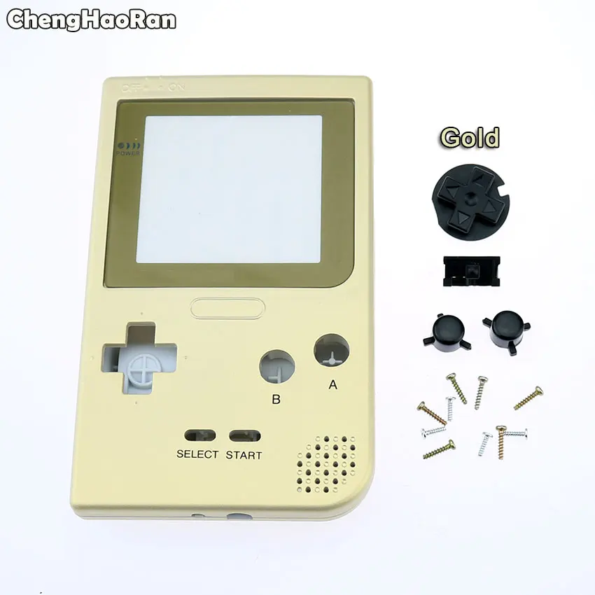 ChengHaoRan полный Чехол Корпус Замена для Gameboy Карманная игровая консоль для GBP Оболочка Чехол с кнопками комплект - Цвет: Gold