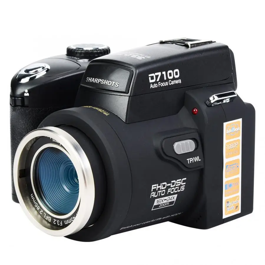 

D7100 Digital Camera 33MP Auto Focus FHD 1080P 3.0 inch Camera Kit Portable Camcorder Wide Angle Lens 24X Zoom Telephoto Lens