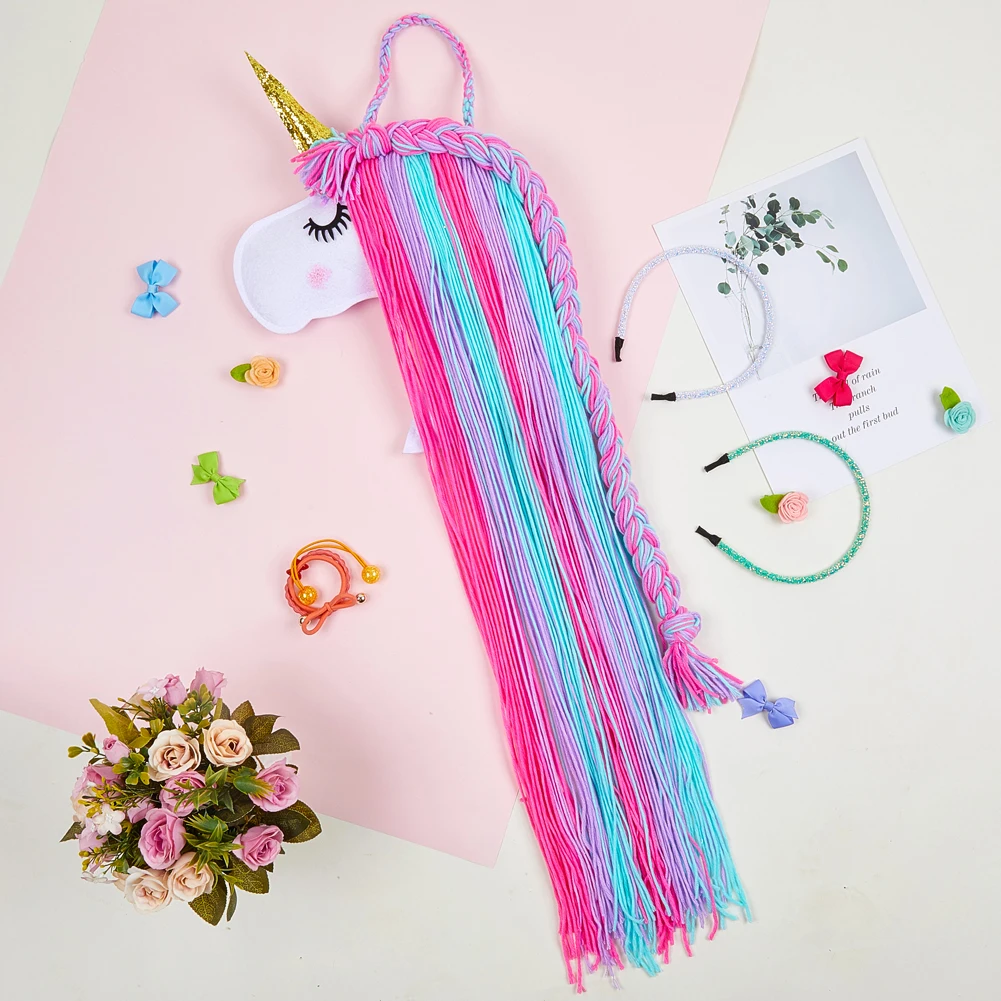

1pc/2pcs Home Decor Hanging Colorful Unicorn Storage Wall Mounted Headwear Organizing Strip Cute Hair Clip Holder Supplies Girls
