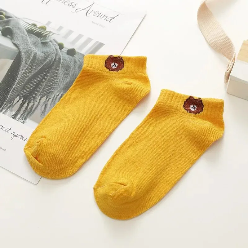 LJIQQ/1 пара женских носков; коллекция года; сезон весна-лето; хлопковые цветные модные женские носки с милым рисунком и вышивкой для девочек; корейский стиль - Цвет: F