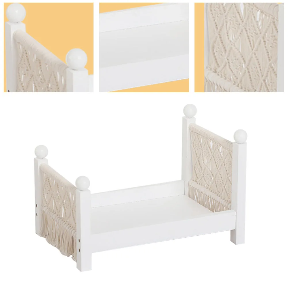 Comfortable Home Bedroom For Studio Multifunction Photography Props Woven Cute Modern Baby Wooden Bed Newborn Photo Background