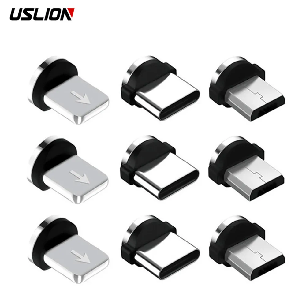 USLION-Puntas magnéticas de repuesto para teléfono móvil, adaptador de cable de carga con rotación 360, piezas de convertidor duradero de fácil operación, 5 unidades