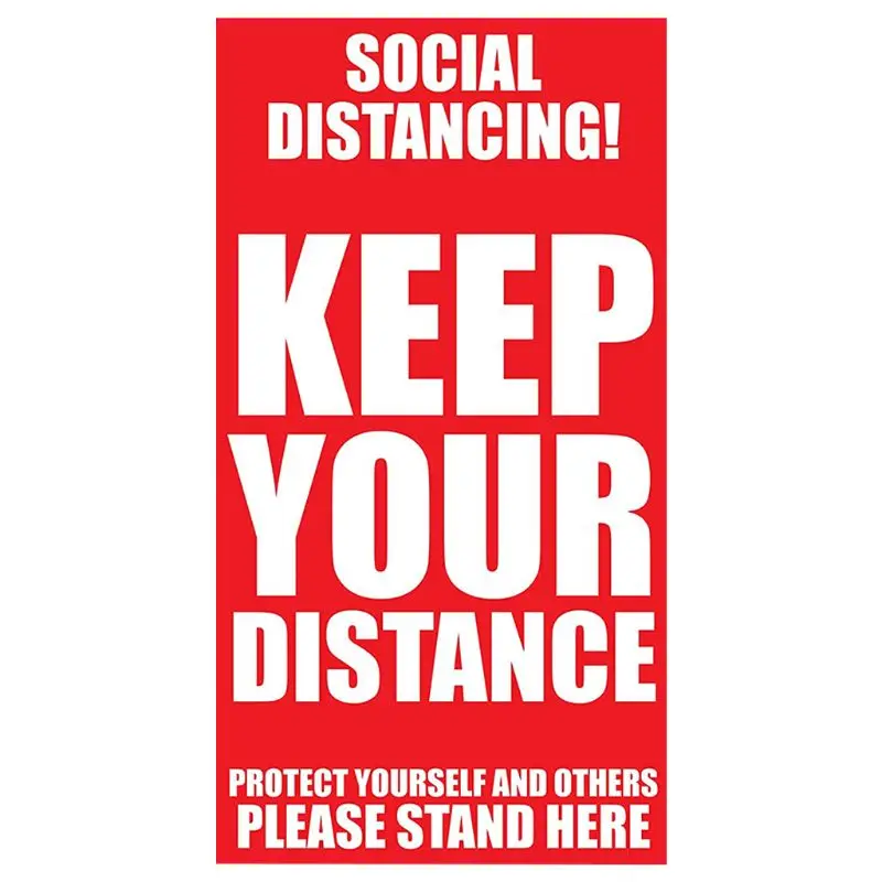

Social Distance\"Keep Your Distance Stand Here\" Line Crowd Control Floor Sticker