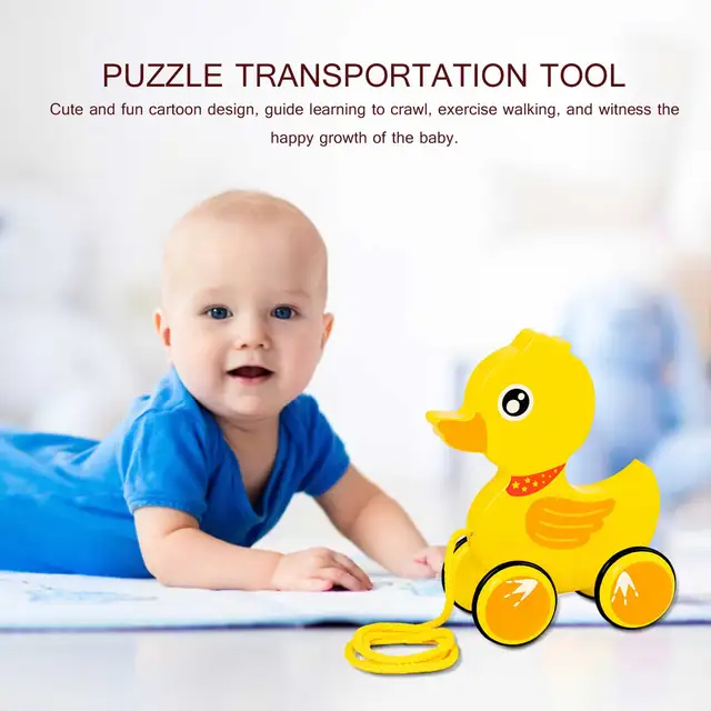 Baby Pull Rope Walking Toy Creative Cartoon Puppy Duck Giraffe Fawn Drag Car Animal Pull Rope Toy Car Children Toy 3