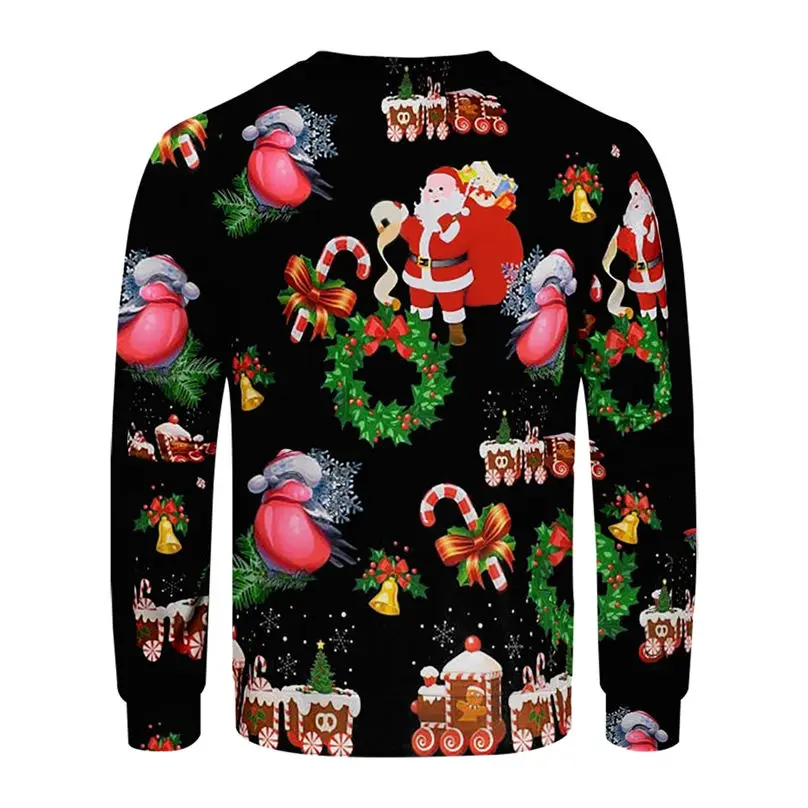 Christmas Couple's 3-D Printed Men and Women Tops Cotton Long-sleeved T Shirt Round Collar Christmas Blouse Casual Tee 4S13 (22)