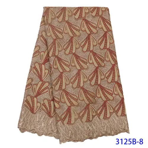Высокое качество швейцарское кружево африканская ткань кружево хлопок кружевная ткань последние сухие вышитые кружева с камнями для платья KS3125B - Цвет: Picture 8
