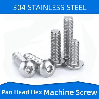 

304 Stainless Steel Inner Hex Screws Pan Head Hexagon Socket Machine Screw Bolt Fastening Nail M4 M5 M6 M8 M10