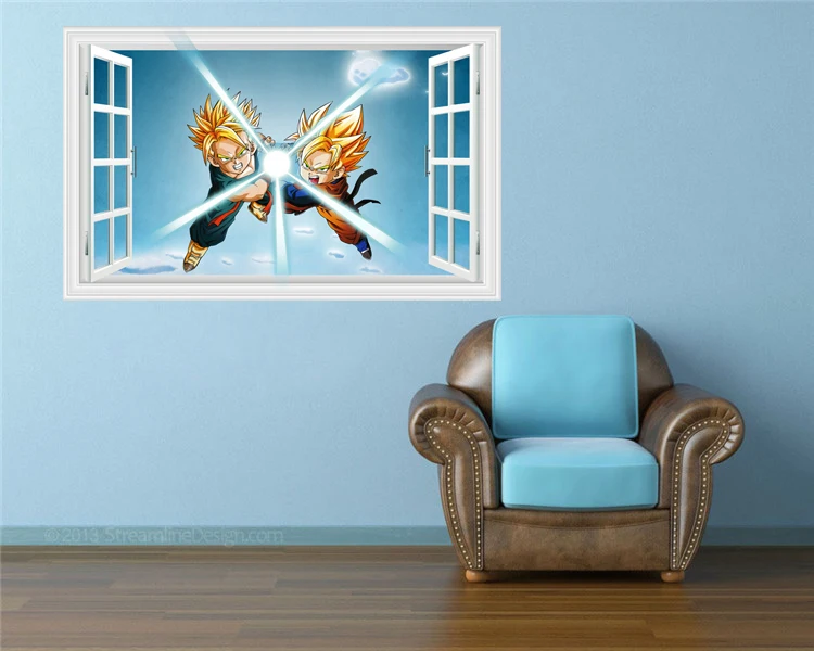 Dragon Ball Съемная Наклейка на стену 3D Аниме Дракон Гоку Вегета настенные фрески разбитая стена декоративные детские спальни декоративные наклейки для дома
