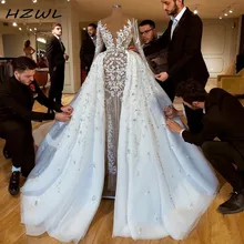 African Overskirts Wedding Dresses Sheer Neck Lace Beaded Sheath Bridal Dresses See Through Long Sleeves Wedding Gowns Dubai