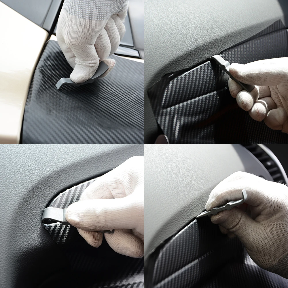 EHDIS 3pcs Carbon Fiber Vinyl Wrap Scraper Kit Window Tint Foil Film Install Squeegee Car Cleaning Sticker Remover Styling Tools