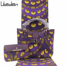 Высокое качество африканская восковая Ткань 6 ярдов с африканская восковая Сумочка набор настоящий голландский принт восковые сумки африканская ткань сумки F911-18