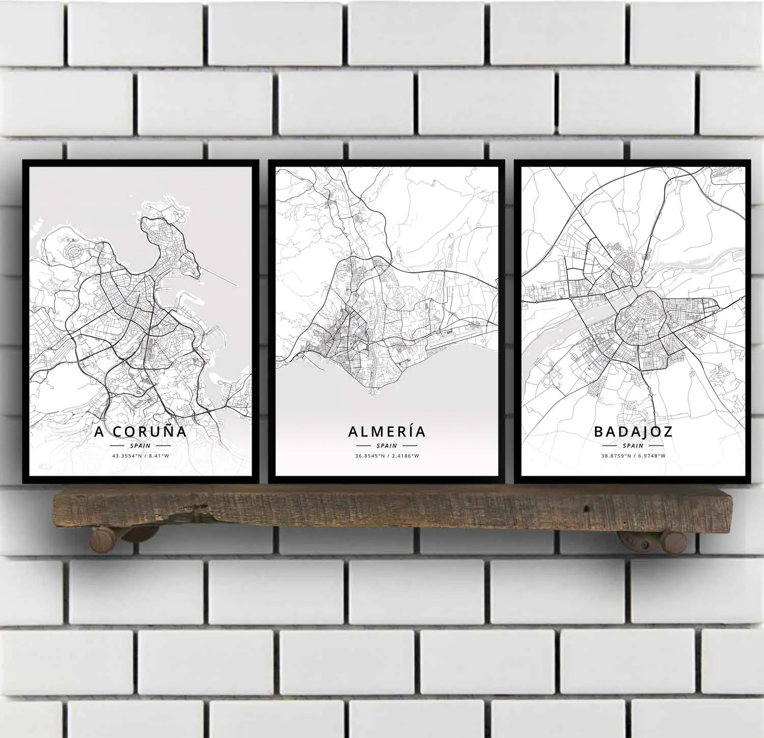 A Coruna Ghigliottina Impaginazione Di Spagna Catral Gijon Girona Houston Ibiza Las Las Vegas Leon Madrid Malaga Spagna Mappa Poster