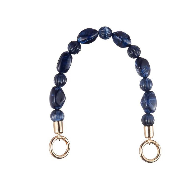 Blue gold hook BAMADER короткий Высококачественный акриловый наплечный ремень с ручкой из бисера 36 см, модная женская сумка с ремнем из смолы, аксессуары для сумок - Цвет: Blue gold hook
