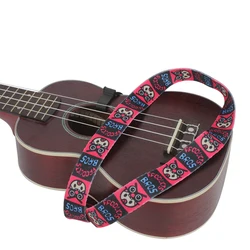 Ukulele Strap Musical Instrument Accessories for 4 String Hawaiian Guitar One Piece Cartoon Pattern Neck Belt Sling With Hook