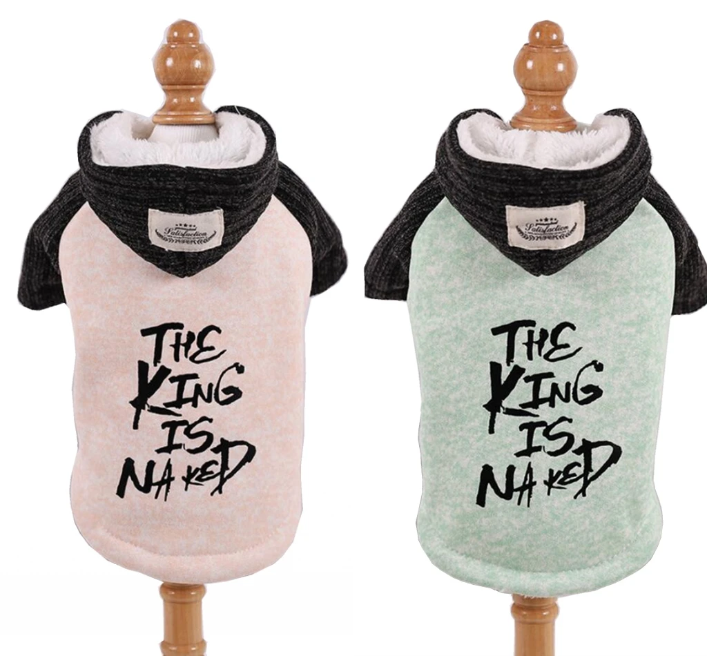 Теплое зимнее флисовое пальто для собак король голая собака куртка с капюшоном