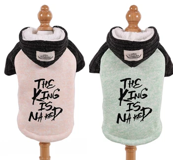 

Winter Warm Fleece Coat for Dogs The King Naked Dog Jacket Print Hood Cat Clothes XS S M L XL 2XL
