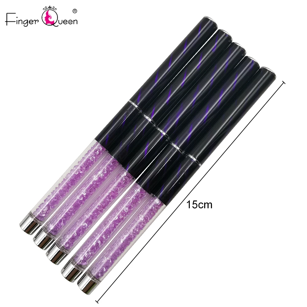1Pcs 네일 옹 브르 브러쉬 네일 아트 UV 젤 폴란드어 보라색 그라디언트 컬러 라인 석 크리스탈 아크릴 네일 드로잉 펜