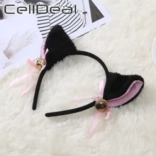 Oreilles de chat en 6 couleurs, magnifique déguisement d'halloween, Cosplay, Costume de fête avec nœud papillon, sonnette, bandeau Anime