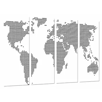 

World map Gray White, World Polka Dot Cities Countries, photo print on wood, modern picture decorative 27083