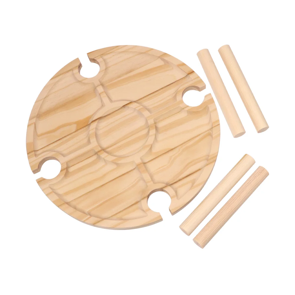 Wooden Outdoor Folding Picnic-table Portable Creative 2 in 1 Wine Glass Rack Collapsible Table for Garden Camping and Travel