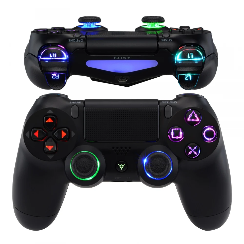 Многоцветная светящаяся палочка с классическими символами D-pad L1 R1 R2 L2 домашняя лицевая Кнопка DTFS светодиодный комплект для контроллера PS4 CUH-ZCT2