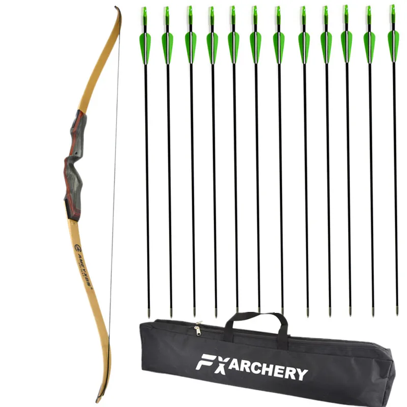 30 lbs Bow 62 дюймов 25/30/35/40/45/50 фунтов изогнутый лук стрельба из лука дуга бамбук конечностей Американский охотничий длинных композитных луков 12 шт. стекловолокна стрелки - Цвет: 30 lbs Bow