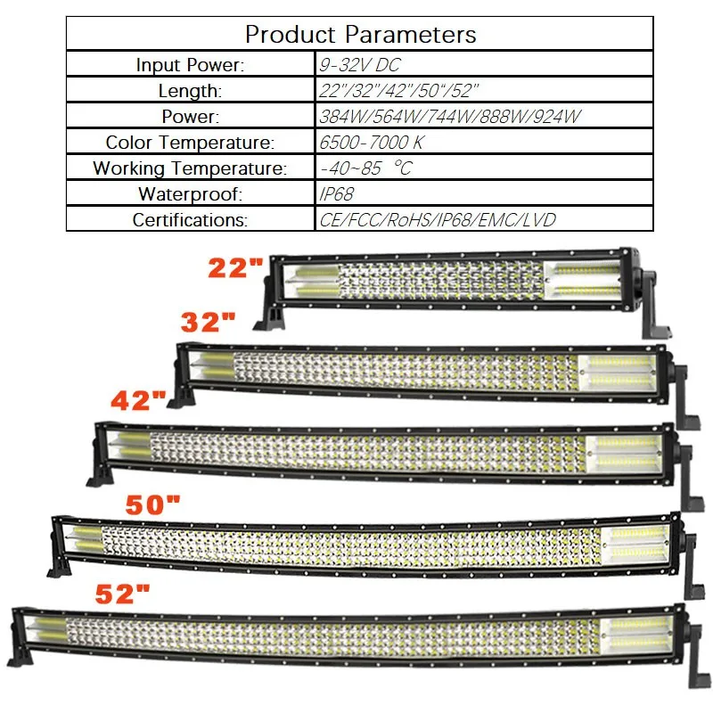 CREK 22 большие размеры 32-42, 50 5" Quad-изогнутый строкой грузовик светодиодный светильник бар Offroad светодиодный бар, внедорожников, квадроциклов, наводненных бар светодиодный для автомобиля 4WD 4x4 ATV внедорожник джип внедорожника