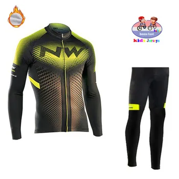 

2019 Northwave Children Winter Thermal Fleece Long Sleeve Kids Cycling Jersey Set Pro Team Cycling Clothing MTB Ropa Ciclismo