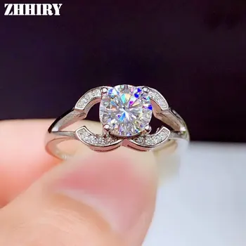 

ZHHIRY Real Moissanite 925 Sterling Silver Ring For Women Rings 1ct 6.5*6.5mm D VVS1 With Certificate Fine Jewelry
