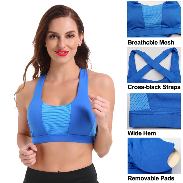 SEXYWG Professional Sports Bra Cross back Vest Breathable Mesh Top Fitness Women Running Sport Bh Yoga