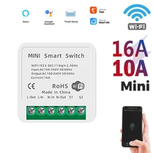 Mini commutateur Wifi Tuya bricolage prend en charge 16/10A contrôle à 2 voies Module domotique intelligent fonctionne avec Alexa Google Home Smart Life App