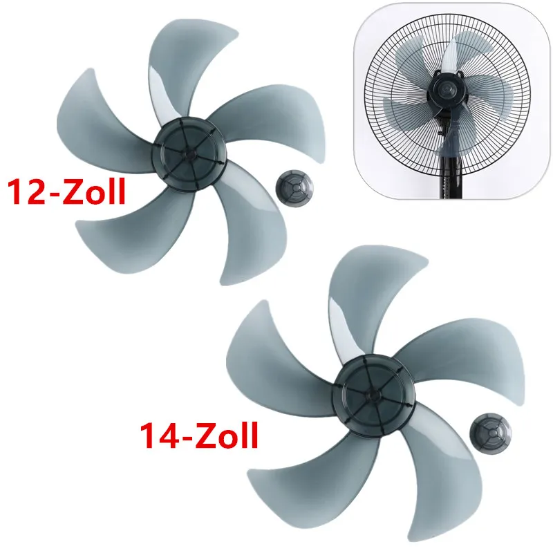 

12/14 Inch Universal Plastic Silence Fan blade 5 leaves with Nut Cover for Household Standing Pedestal Fan Table Fan Accessories