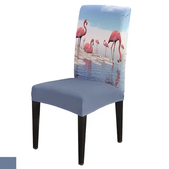 

Beach Flamingo Spandex Elastic Dining Chair Slipcover Removable Kitchen Seat Case Stretch Chair Cover for Banquet