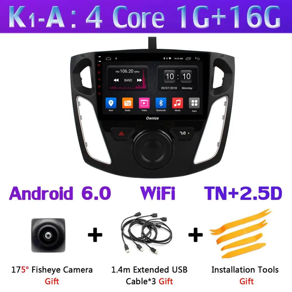 360 ° панорамная камера 4G SIM Android 9,0 4+ 64G gps навигация Радио CarPlay DSP Автомобильный мультимедийный видео плеер для Ford Focus 3 Mk3 - Цвет: K1-A