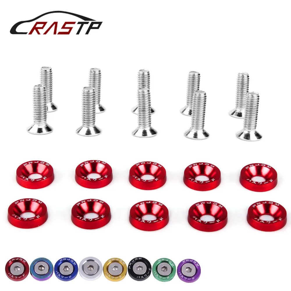 Fender Washers,JDM Style Fender Washer And M6 Bolt for Honda Civic Integra RSX EK EG DC License Plate Bolts (10pcs/Pack) RS-QRF002