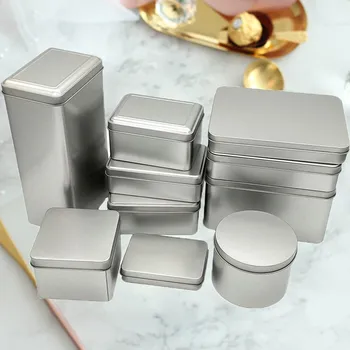 

Metal Square Tin Storage Boxes Small Storage Box Silver Color Jewelry Keys Coins Metal Wedding Gift Storage Container