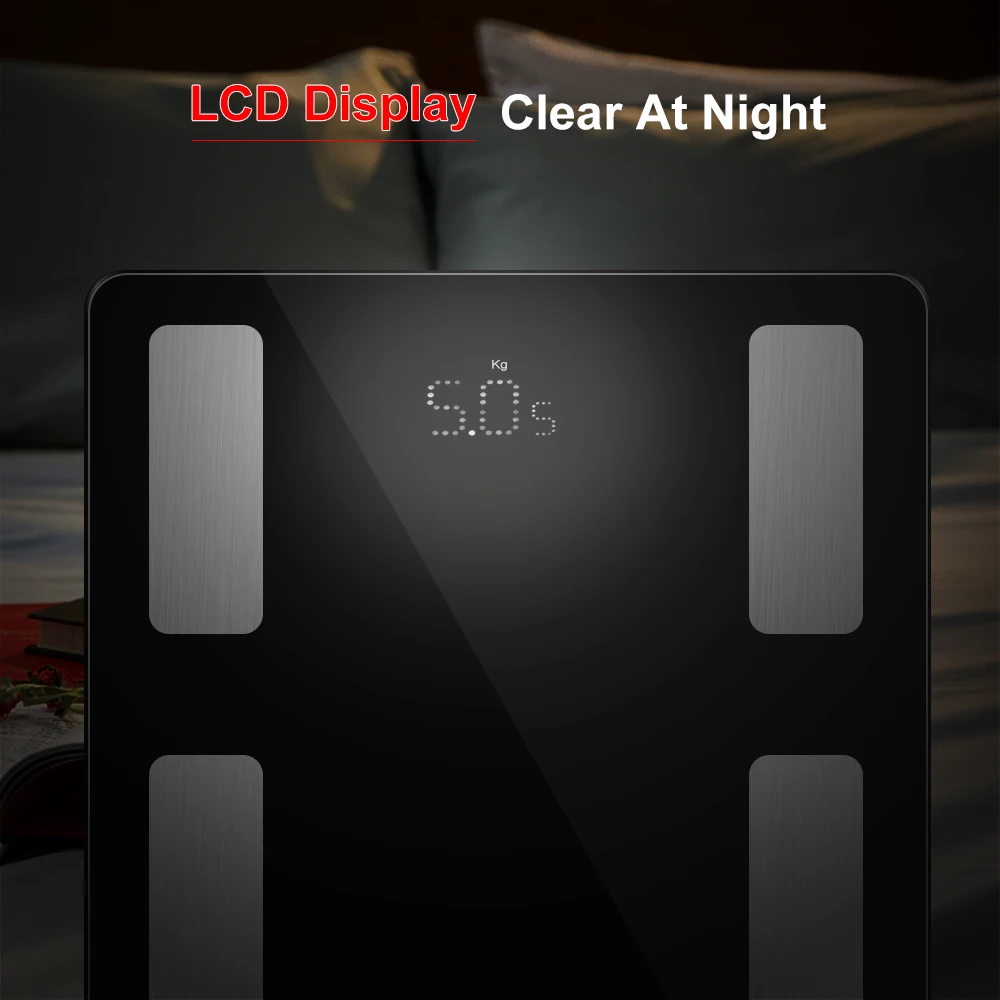 WIFI Body Fat Scale Smart BMI Scale Bathroom Floor LED Digital 150KG Wireless Weight Scale Body Composition Analyzer