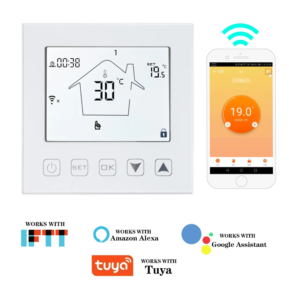 Wi-Fi контроллер температуры умный термостат с программным управлением Google Home электрическое отопление Еженедельный программируемый для теплого пола