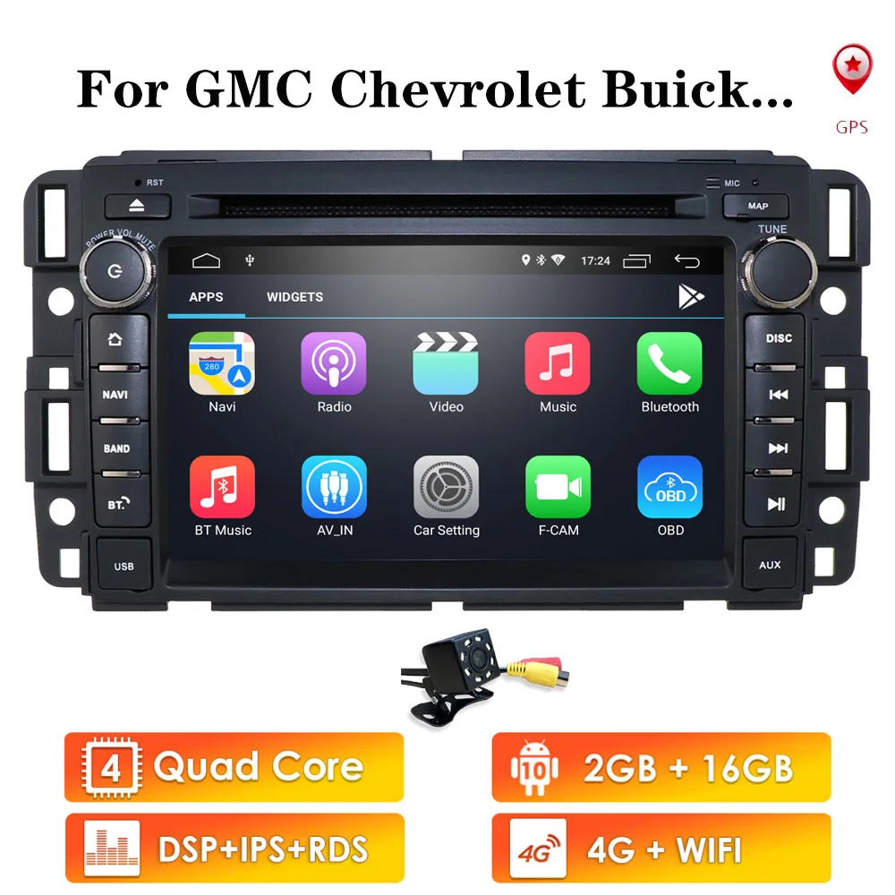 Четырехъядерный Android 10 2 din автомобильный DVD GPS Радио Навигация для GMC Yukon Sierra Chevrolet