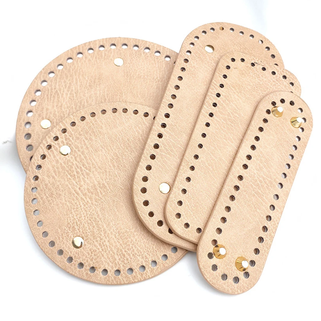 PU Leather Oval Long Knitting Crochet Bags Nail Bottom Shaper Pad Bag Cushion Base with Holes Handbag DIY Handbag Accessories