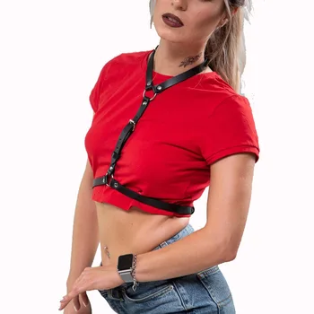 

Harajuku Sexy Body Garters leather Harness Belts pastel goth Bondage Punk Suspenders Straps Women chest female Belts Accessories