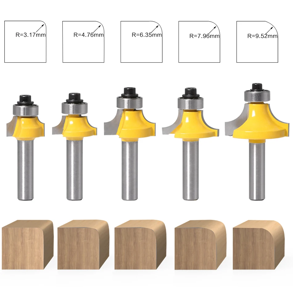 1pcs 8mm Corner Round Over Router Bit with Bearing Milling Cutter for Wood Woodworking Tool Tungste