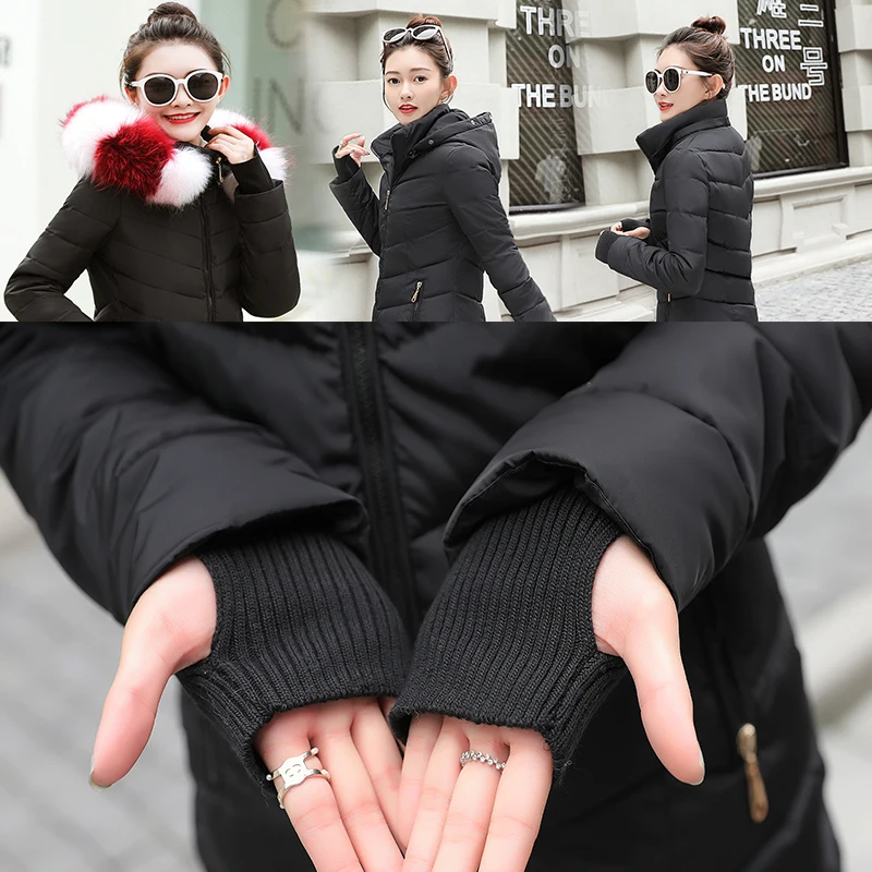 GZGOG новая зимняя куртка Женская Толстая теплая короткая куртка-15 градусов снежное пальто шапка меховая датский перчатки парки