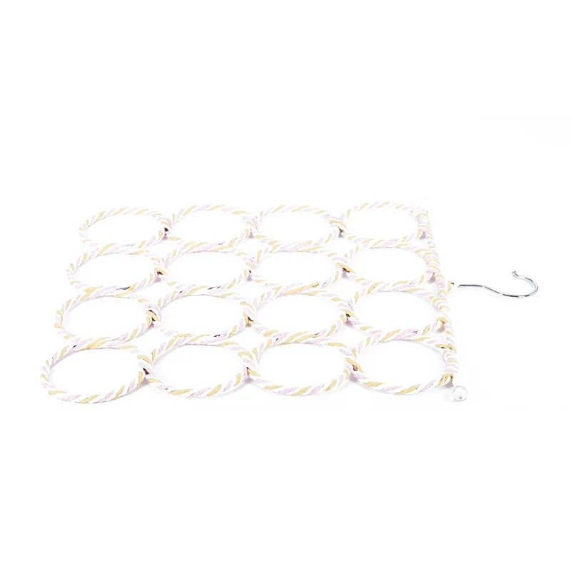 Promotion! 16 Holes Ring Rope Scarf Holder Hanger Shawl Storage Display Hook Rack Style: 16 Circles: Color multicolor random: Si