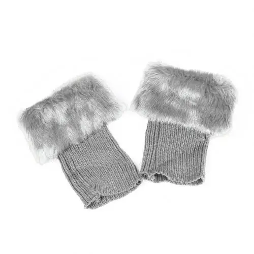 Light Gray Носки в виде ботинок со шнуровкой, гетры для женщин, вязаные сапоги с манжетами, зимние теплые короткие сапоги, теплые гетры - Цвет: Light Gray