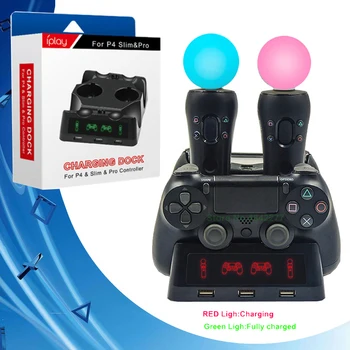 

PS4 Pro Slim PS VR Move 4 Controller Charger Stand LED Charging Dock Station for Sony Playstation 4 PS 4 PSVR Move Accessories