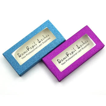 

Damepapil 10 Pieces Glitter Paper Rectangle Shape Eyelash Box Packaging Various Color Custom Label Lash Boxes Packaging Bulk