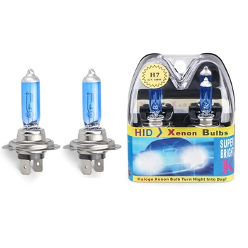 슈퍼 브라이트 화이트 할로겐 전구, 자동차 헤드라이트 교체 전구, 6000k, H7, 55W, 100W, 2 개, 12V