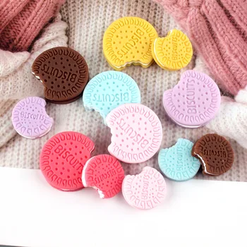 

10Pcs Simulation Biscuit Flat Resin Cabochon Flatback Fake Food Play Phone Case Decoration Craft DIY Scrapbooking Accessories
