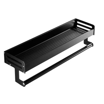 

Black Aluminum Bathroom Shelf Wall Mounted Square Shampoo Shelf Cosmetic Shelves Kitchen Storage Shelf Rack Organizer LB